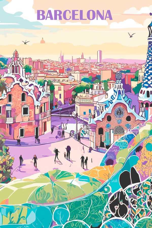 Paysage urbain coloré avec des personnes marchant dans la rue Paysage urbain coloré avec des personnes marchant dans la rue