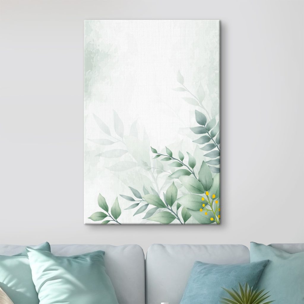 Green leaves on a white background