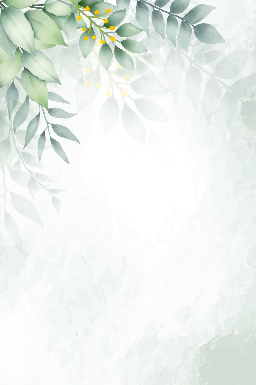 Fond blanc avec des feuilles vertes