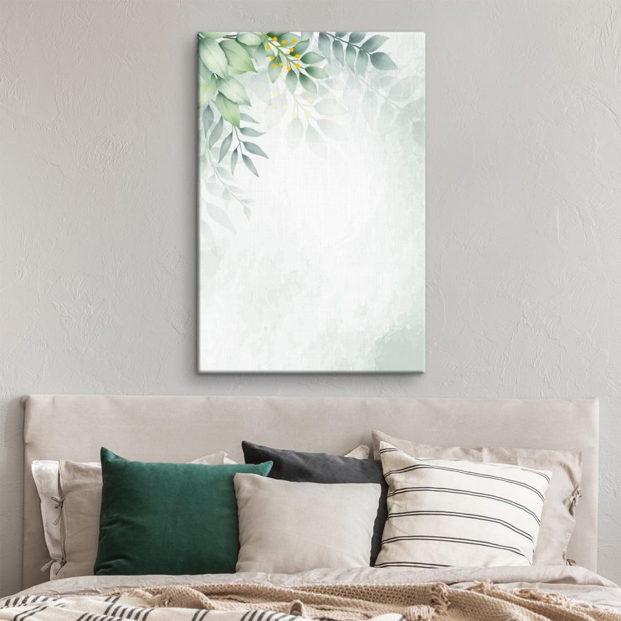 Fond blanc avec des feuilles vertes