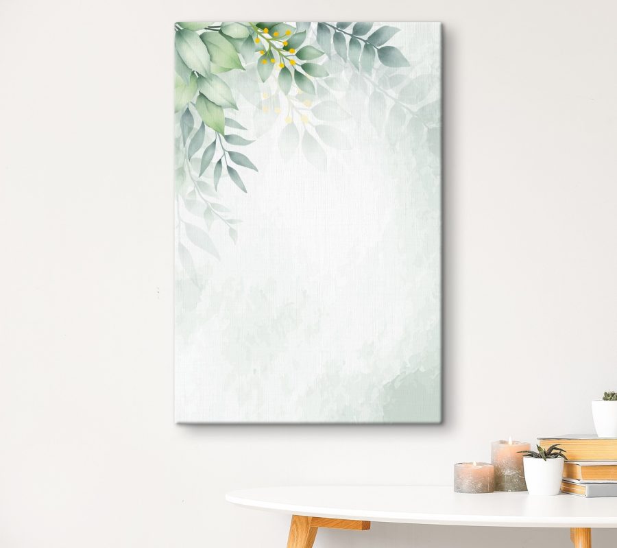 Fond blanc avec des feuilles vertes