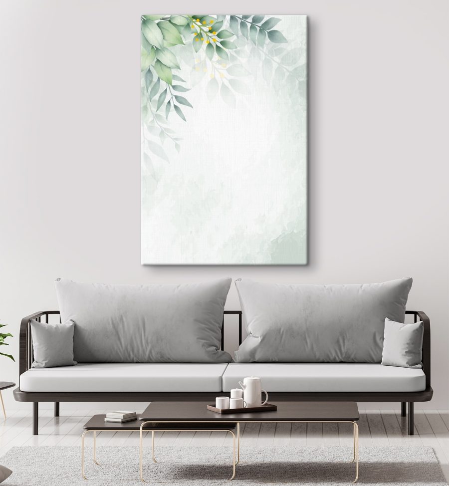 Fond blanc avec des feuilles vertes