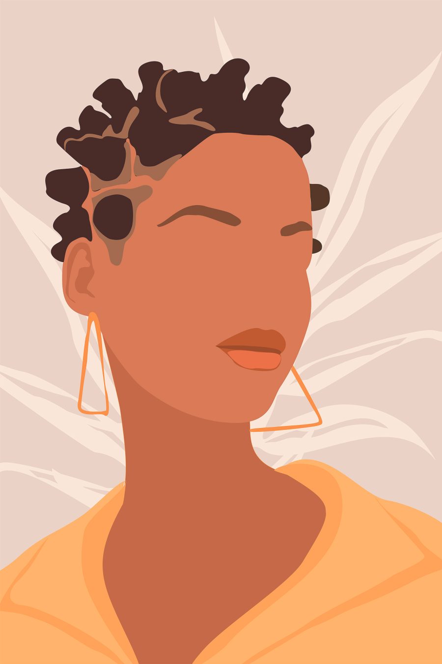 Femme aux cheveux courts portant des boucles d'oreilles Femme aux cheveux courts portant des boucles d'oreilles