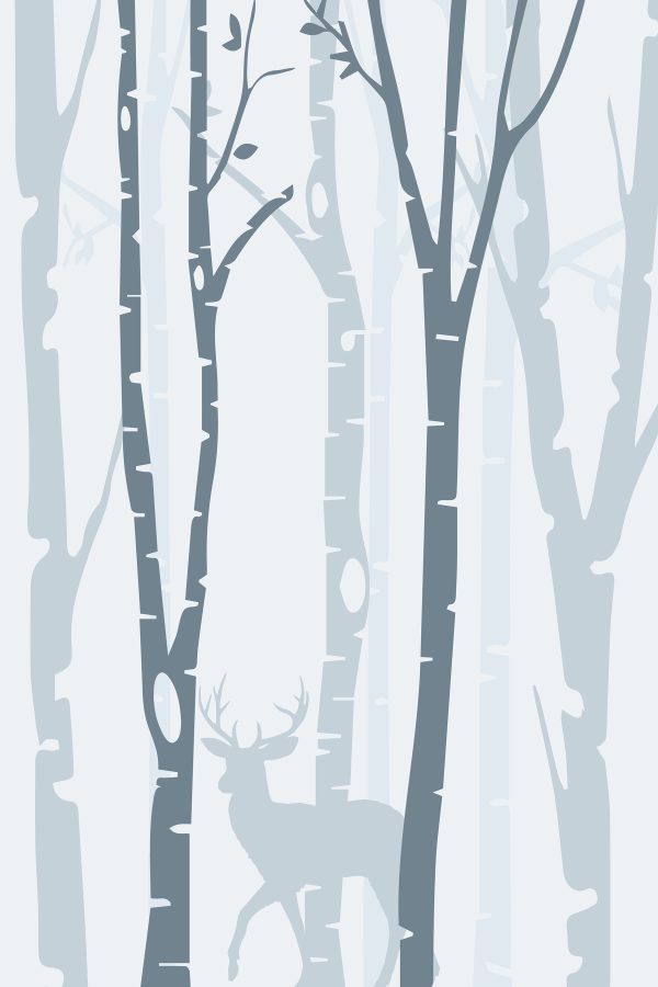 Groupe d'arbres avec un cerf en arrière-plan Groupe d'arbres avec un cerf en arrière-plan
