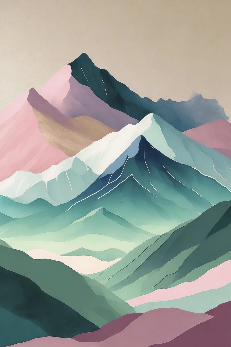 Peinture de montagnes avec différentes couleurs
