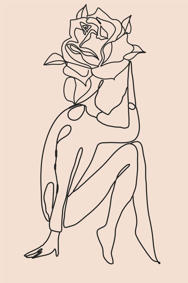 Drawing of a person with a rose Drawing of a person with a rose