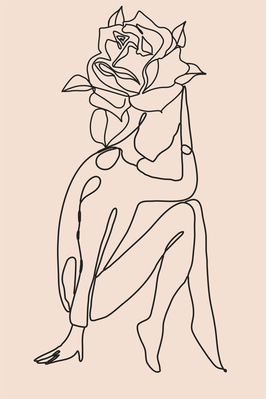 Drawing of a person with a rose Drawing of a person with a rose