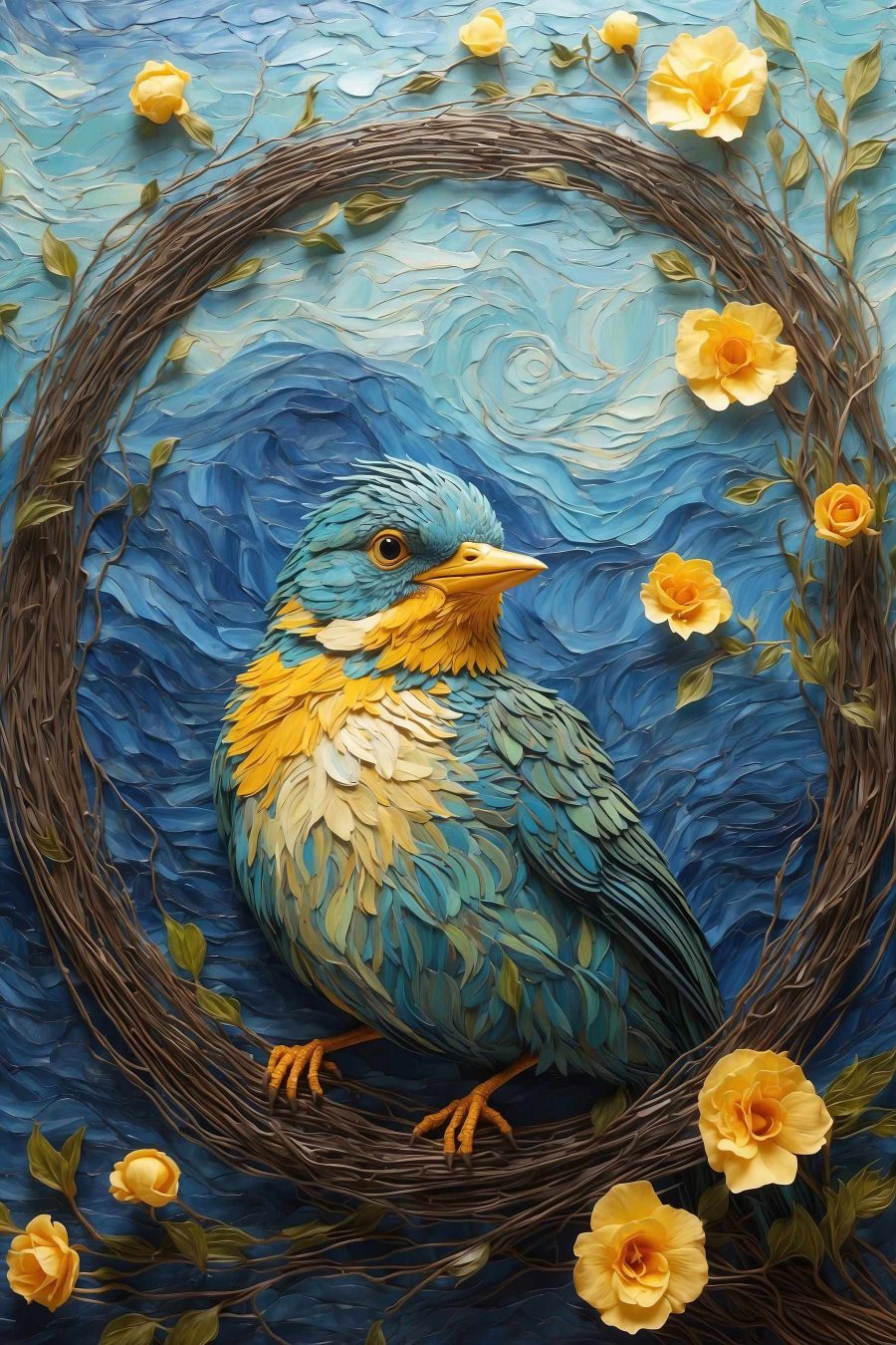Oiseau dans une couronne