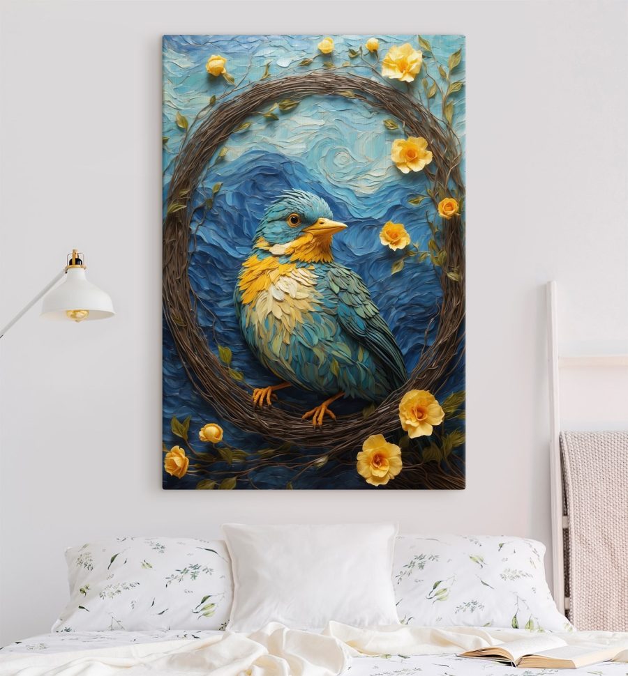 Oiseau dans une couronne