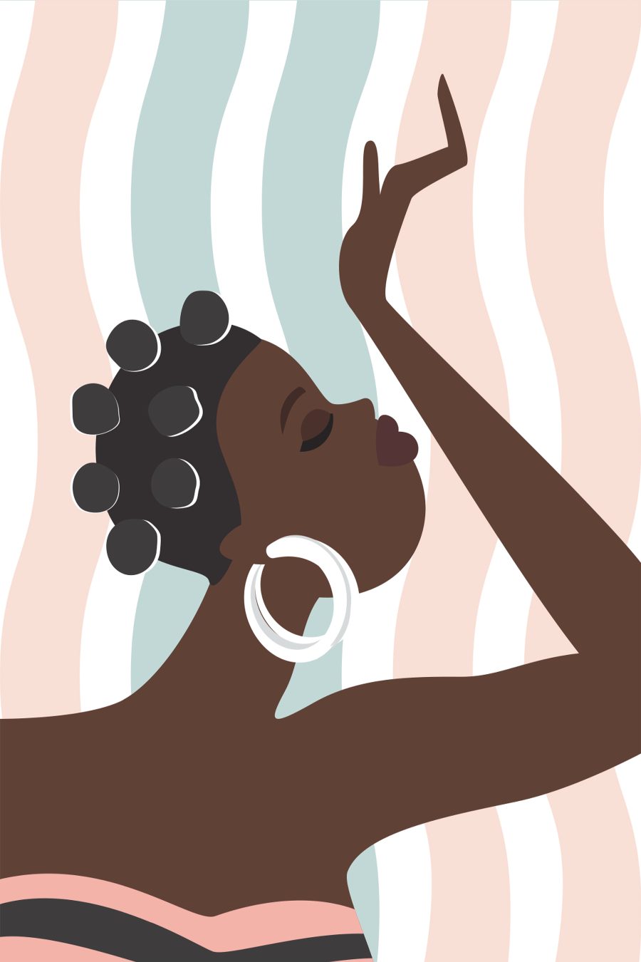 Femme avec la main levée