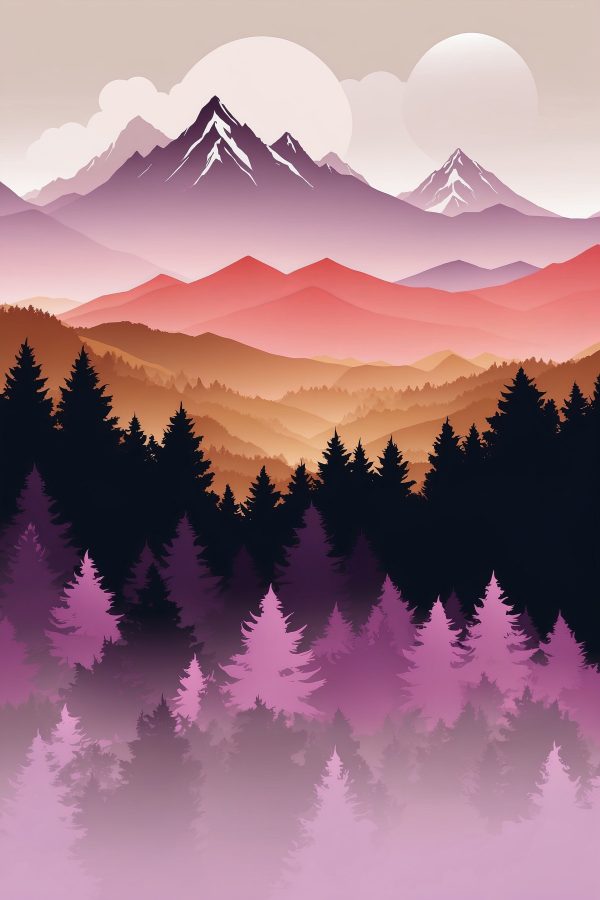 Chaîne de montagnes avec arbres et montagnes en arrière-plan Chaîne de montagnes avec arbres et montagnes en arrière-plan
