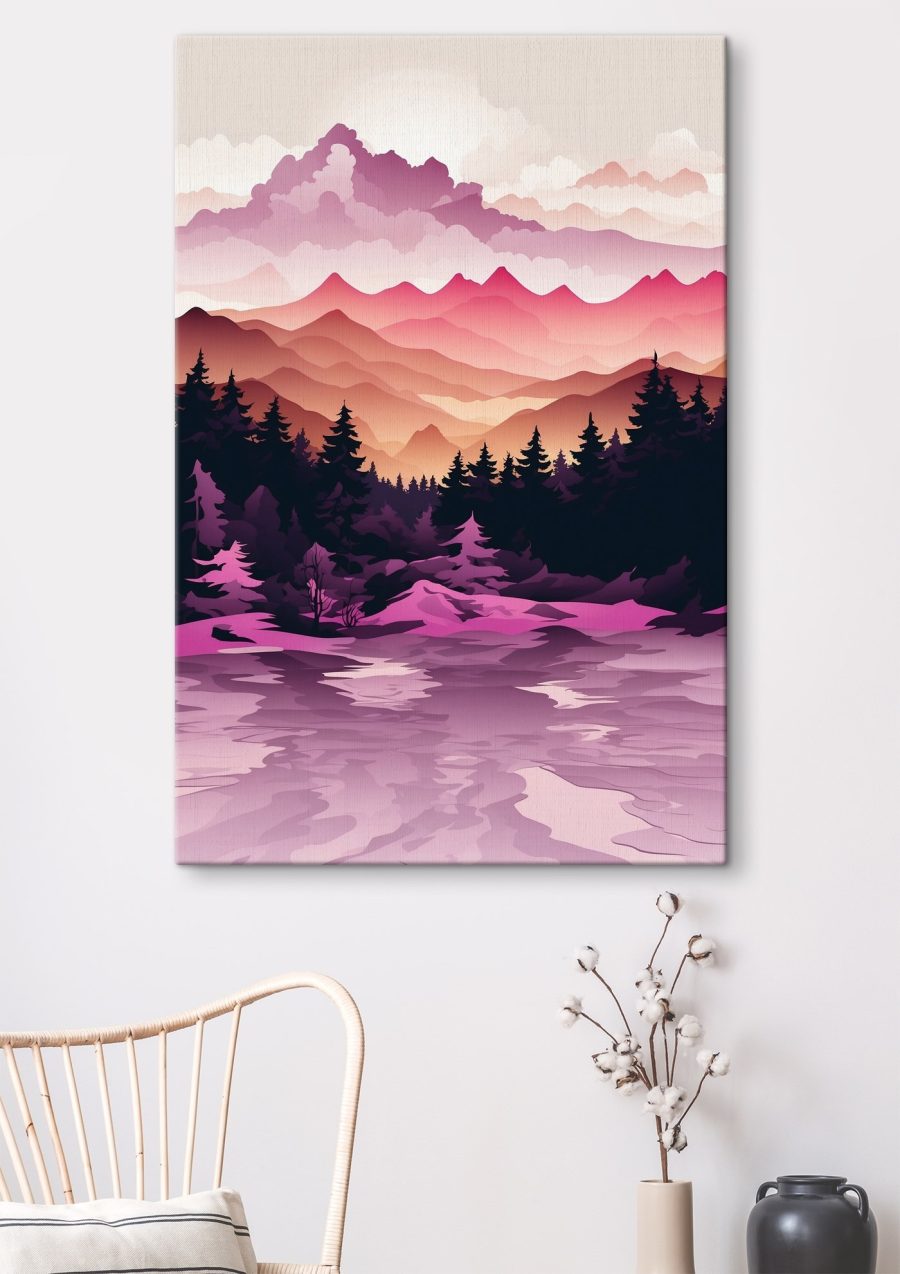 Paysage avec montagnes et arbres