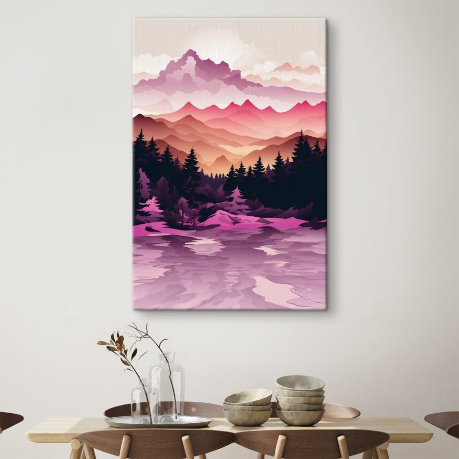 Paysage avec montagnes et arbres