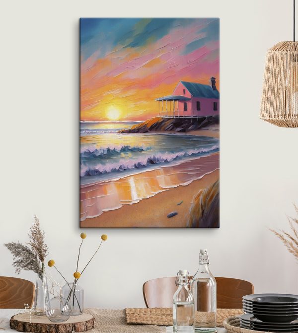 Peinture d'une maison sur une plage Peinture d'une maison sur une plage