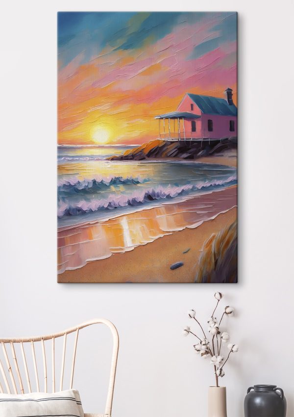 Peinture d'une maison sur une plage Peinture d'une maison sur une plage