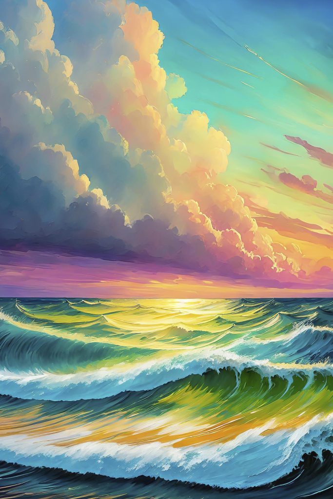 Painting of waves in the ocean Painting of waves in the ocean