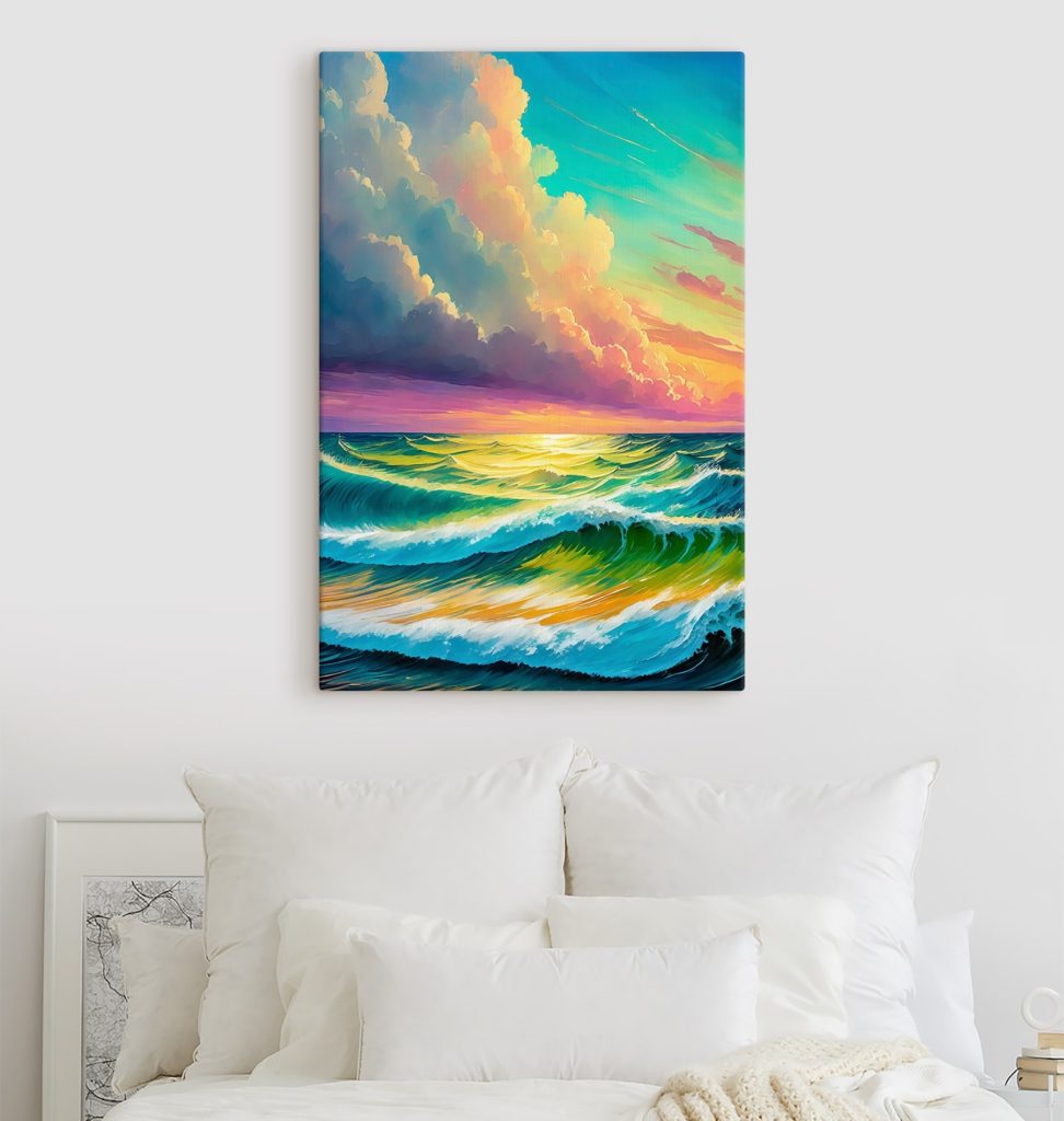 Painting of waves in the ocean Painting of waves in the ocean