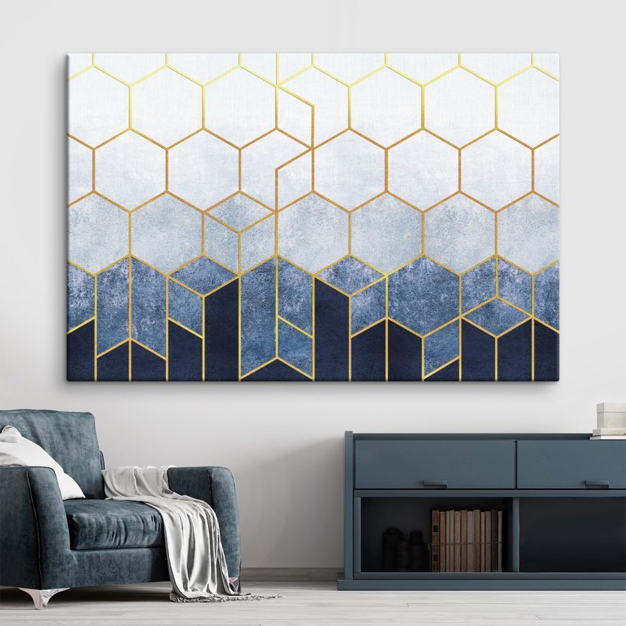 Motif d'hexagones bleus et blancs Motif d'hexagones bleus et blancs