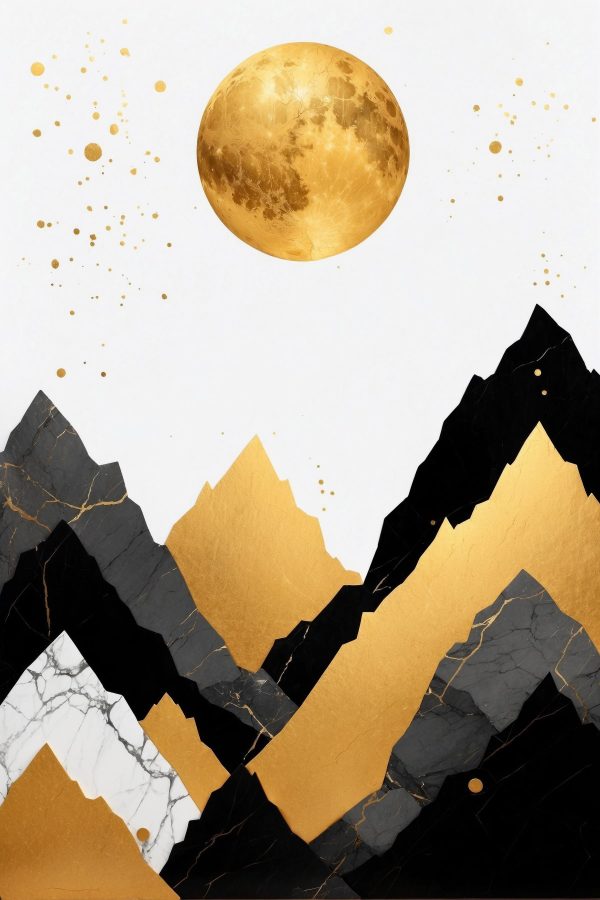 Lune sur les montagnes et lune Lune sur les montagnes et lune
