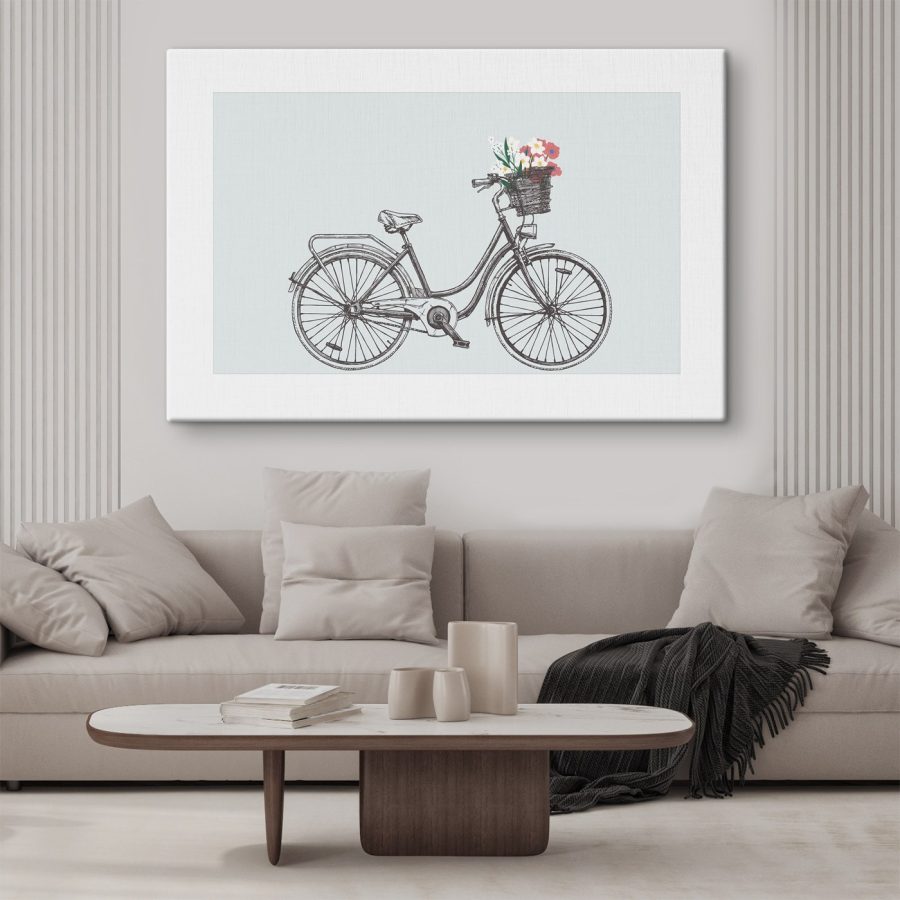 Bicyclette avec des fleurs dans un panier