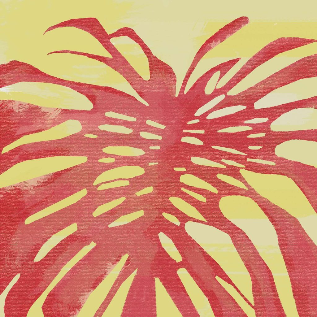 Red leaf on a yellow background