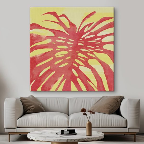 Feuille rouge sur fond jaune Feuille rouge sur fond jaune