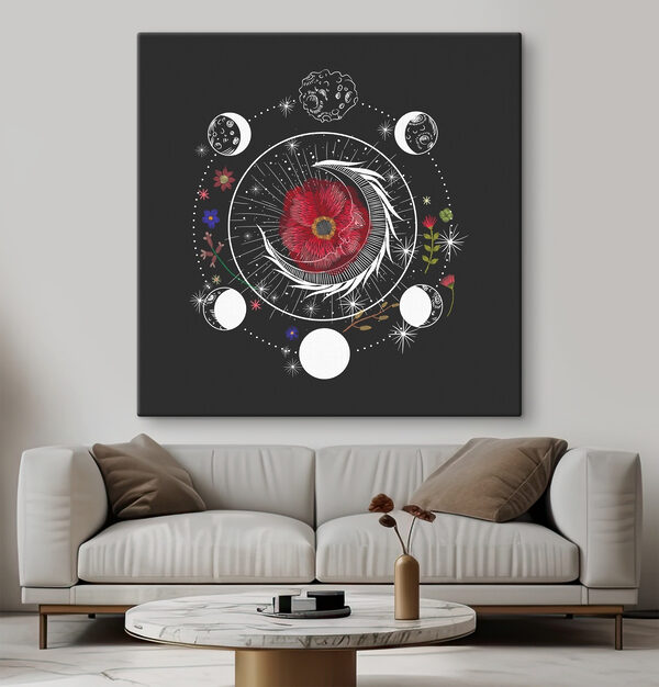Dessin d'une fleur et des phases de la lune Dessin d'une fleur et des phases de la lune