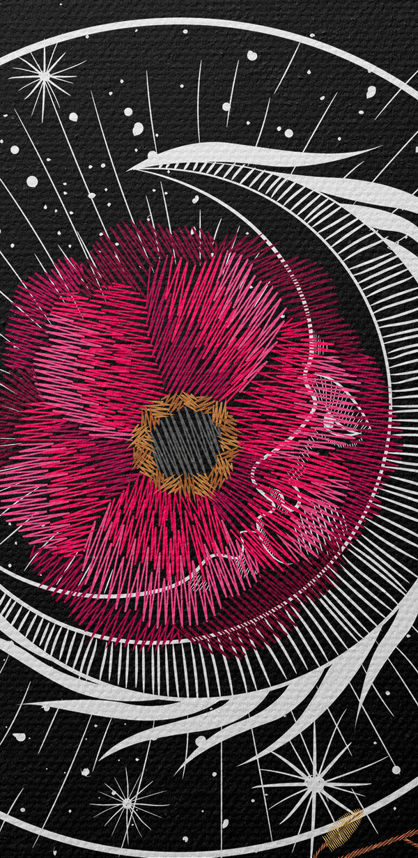 Dessin d'une fleur et des phases de la lune Dessin d'une fleur et des phases de la lune