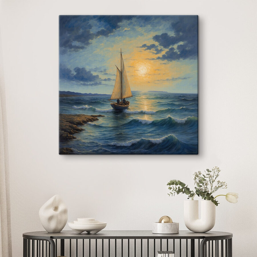 Peinture d'un voilier dans l'océan