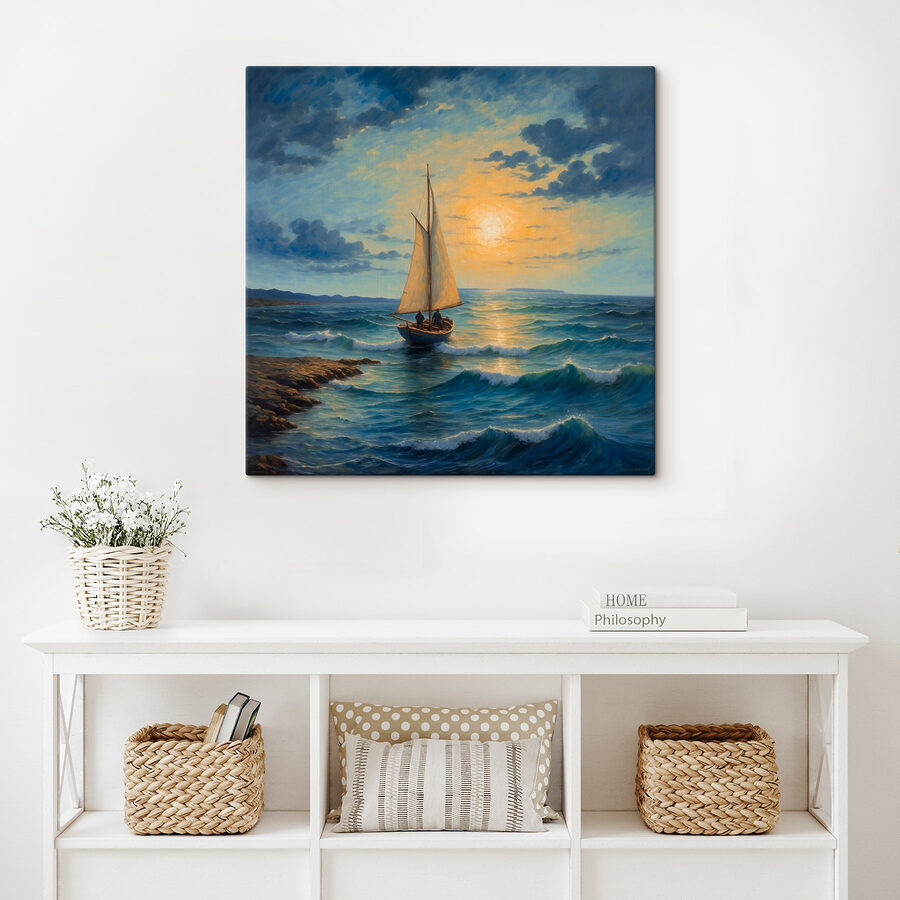 Peinture d'un voilier dans l'océan