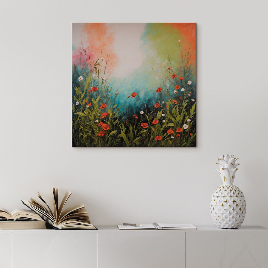 Peinture de fleurs et d'herbe