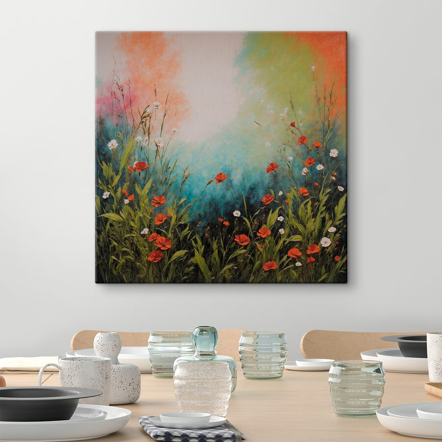 Peinture de fleurs et d'herbe