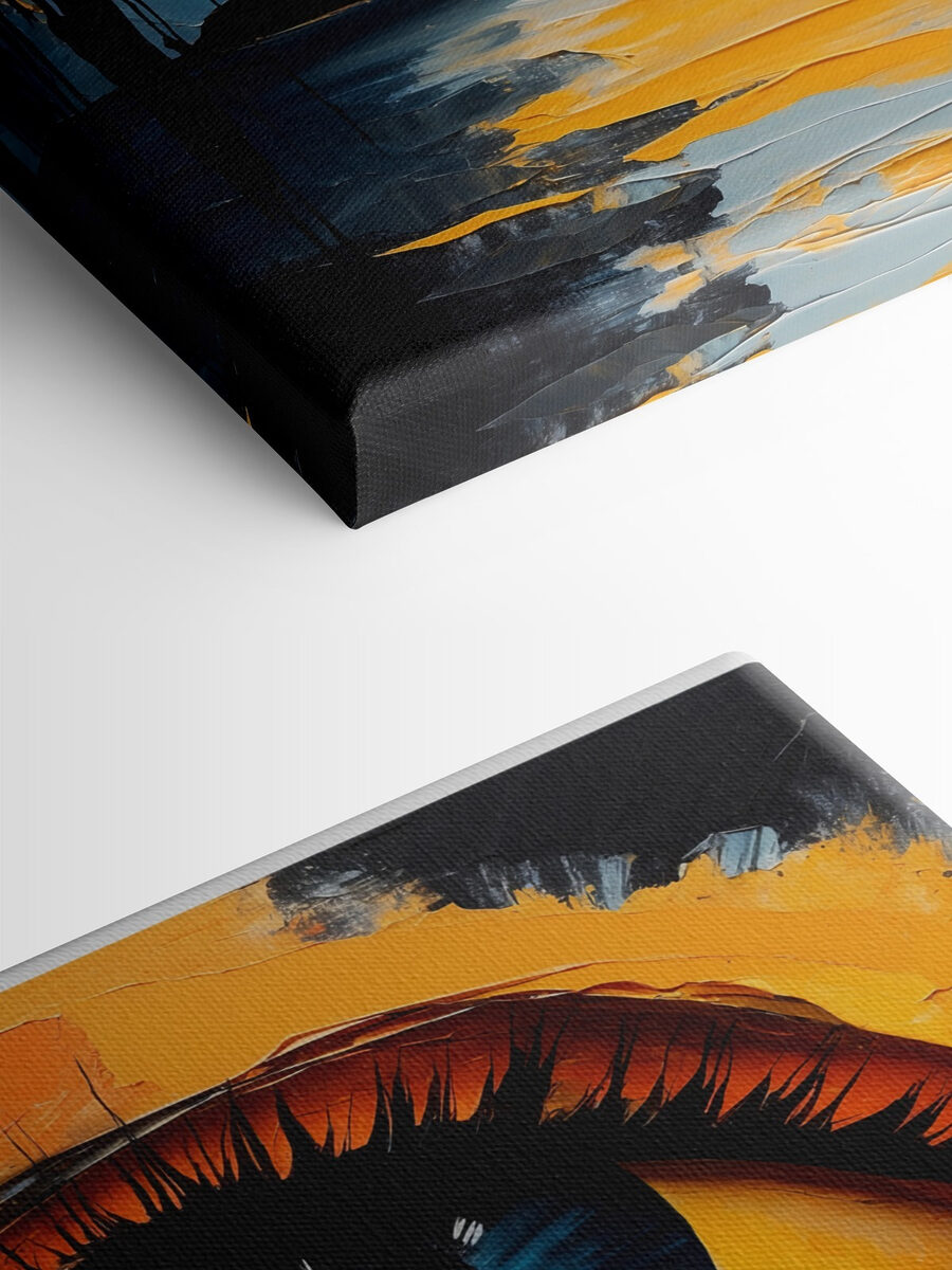 Peinture d'un œil et d'un coucher de soleil