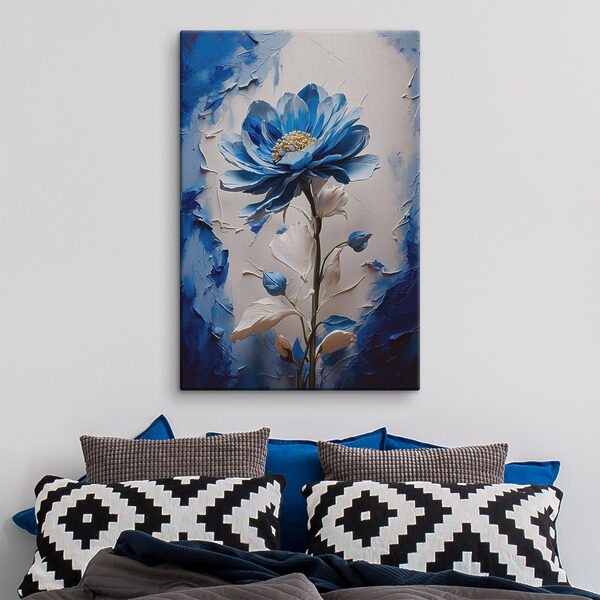 Blue flower with white leaves