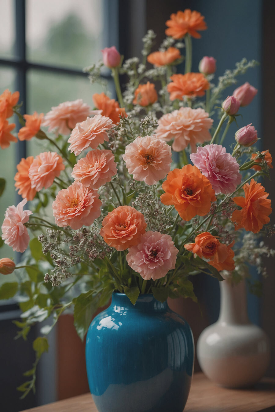 Vase de fleurs devant une fenêtre