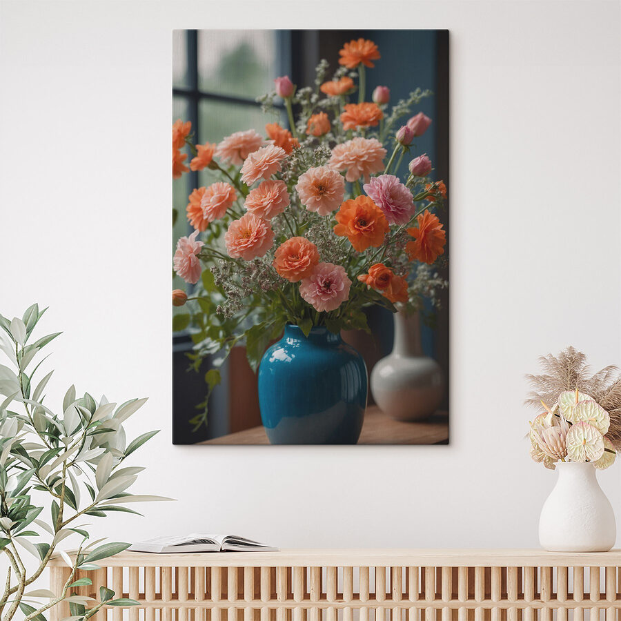 Vase de fleurs devant une fenêtre