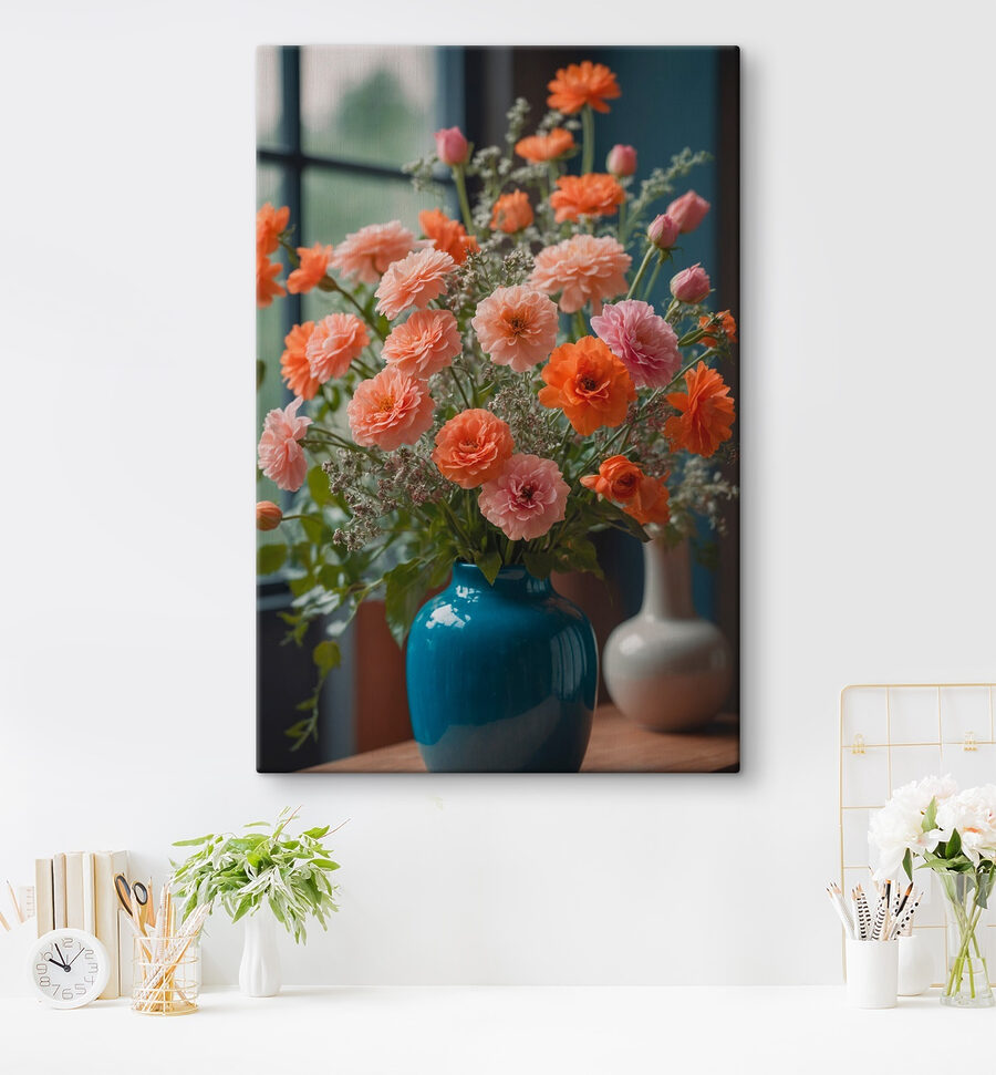 Vase de fleurs devant une fenêtre