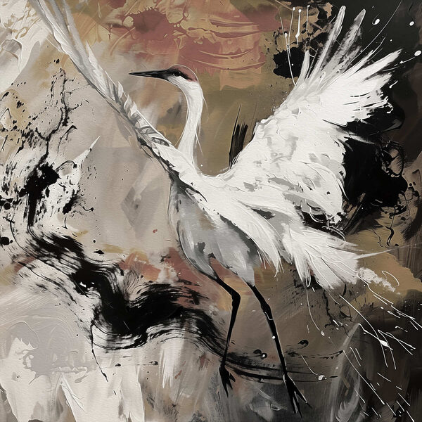 Peinture d'une grue blanche Peinture d'une grue blanche