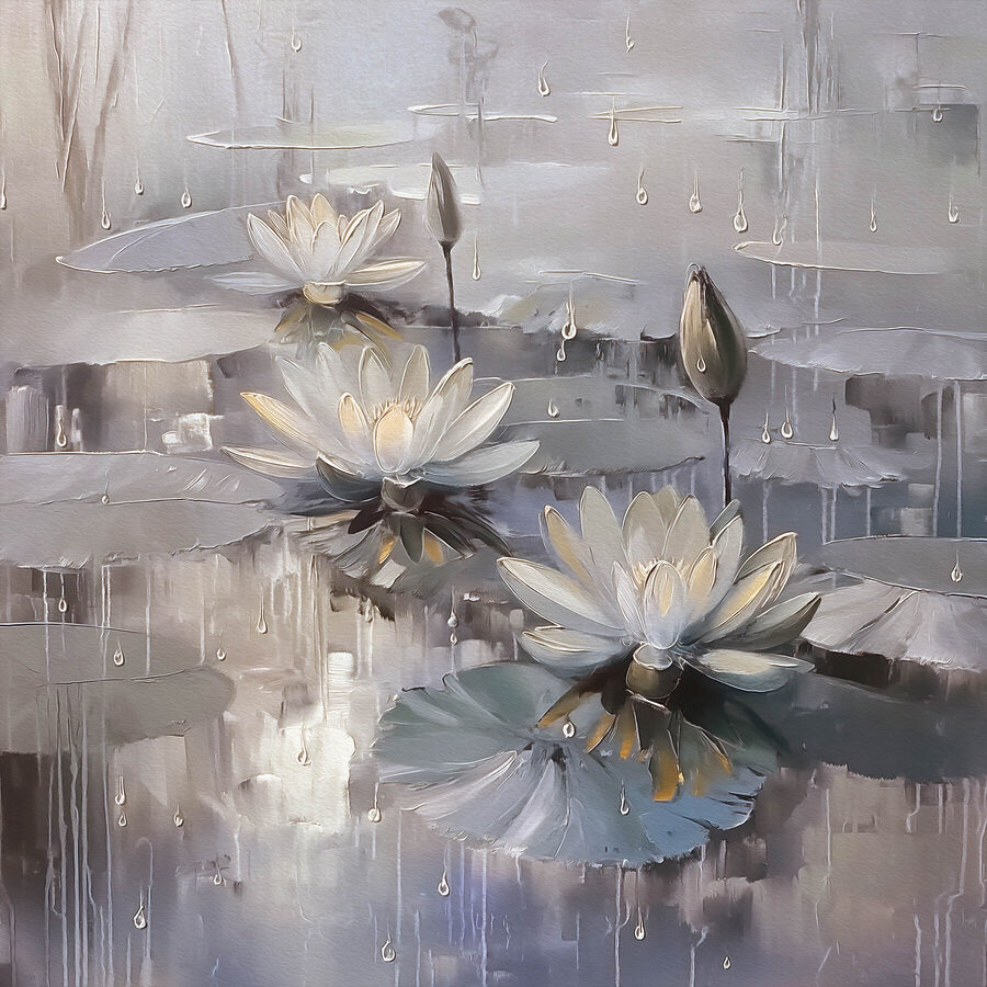 Peinture de fleurs sur un étang Peinture de fleurs sur un étang