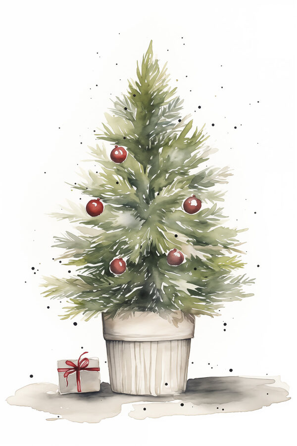 Aquarelle d'un arbre de Noël Aquarelle d'un arbre de Noël