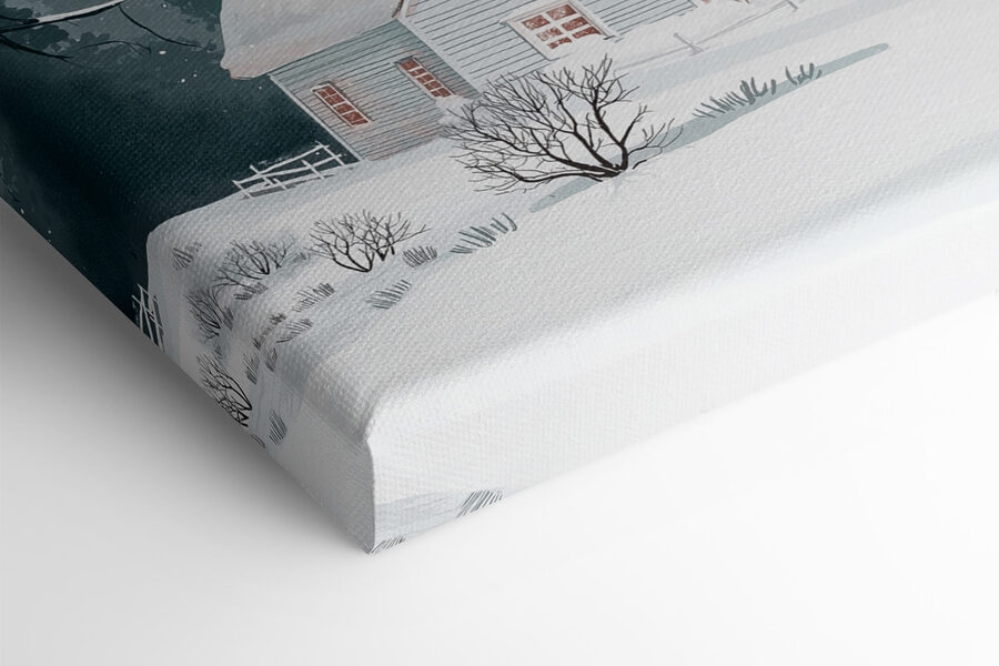 Maison avec de la neige sur le toit et un arbre dans la neige
