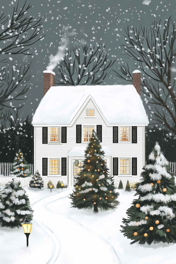 Maison avec arbres et neige Maison avec arbres et neige