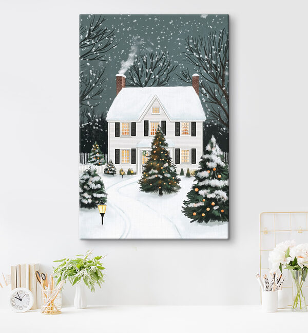 Maison avec arbres et neige Maison avec arbres et neige