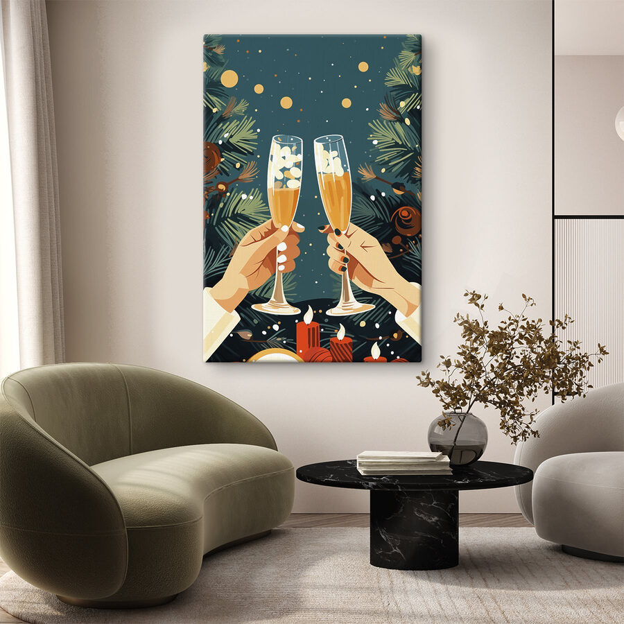 Paire de mains tenant des coupes de champagne