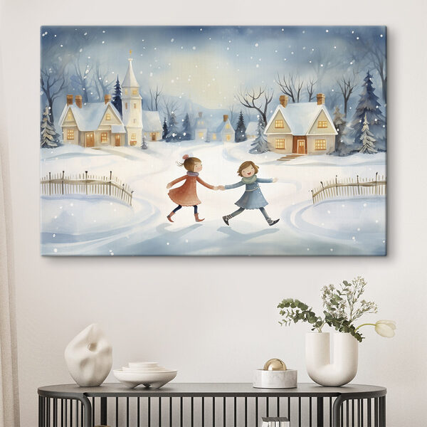 Couple de filles marchant dans la neige Couple de filles marchant dans la neige
