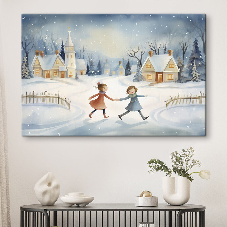 Couple de filles marchant dans la neige Couple de filles marchant dans la neige