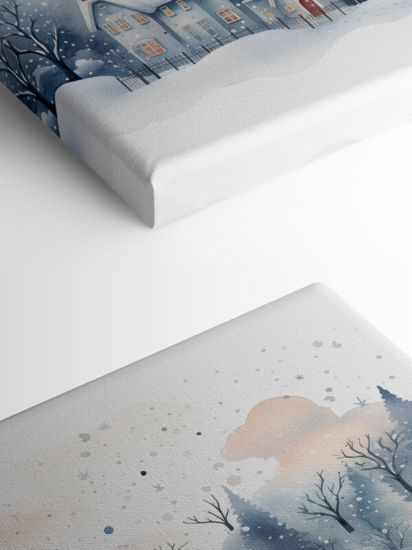 Aquarelle de maisons et d'arbres dans la neige Aquarelle de maisons et d'arbres dans la neige