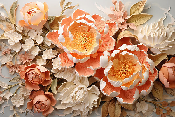 Groupe de fleurs sur une surface blanche Groupe de fleurs sur une surface blanche