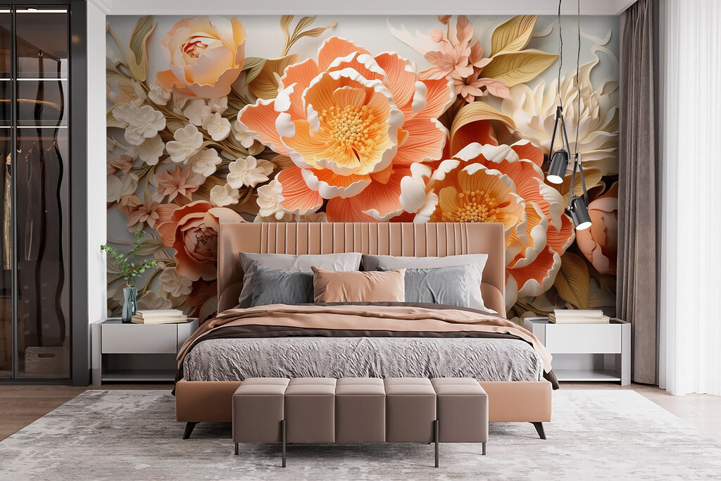 Group of flowers on a white surface Group of flowers on a white surface