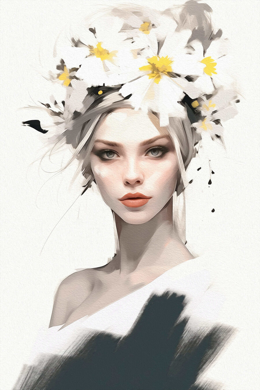 Femme avec des fleurs dans les cheveux